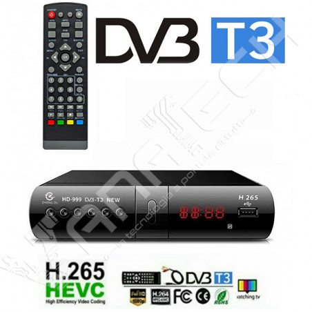 DECODER RICEVITORE DIGITALE TERRESTRE DVB-T2 T3 TV SCART HDMI 1080P H.265 999