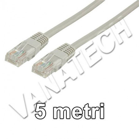 CAVO ETHERNET DI RETE 5 METRI LAN PLUG RJ45 UTP CAT5